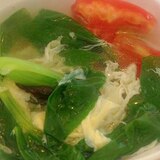 小松菜と卵のトマトスープ